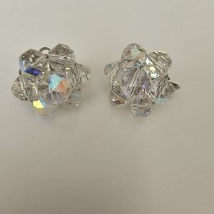 Laguna Crystal Aurora Borealis Austrian Bead Cluster Vintage Statement Earrings